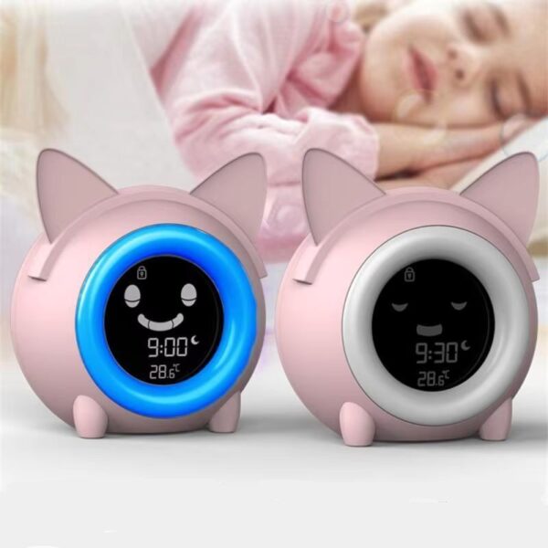 Réveil pour enfant lumineux avec des oreilles de chat