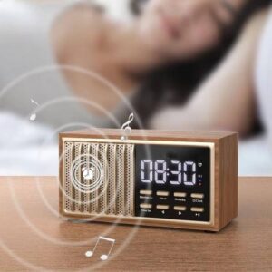 Radio réveil vintage bois avec port USB