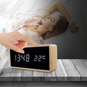 Réveil LED bambou vue frontale
