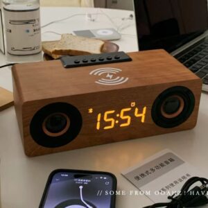 Radio réveil bois bluetooth vue de face