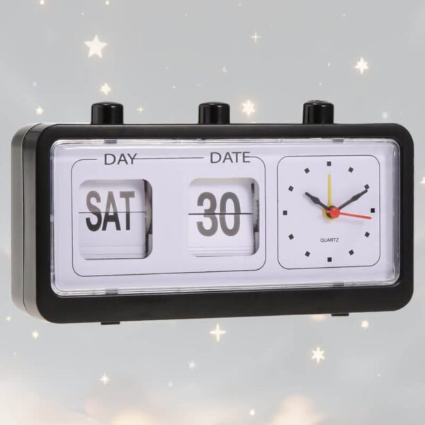 Réveil nostalgique système lamelles calendrier d'époque rare