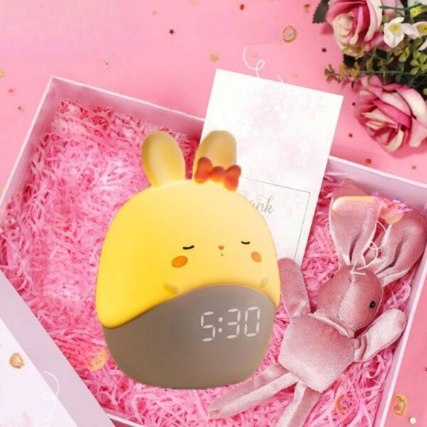 Réveil veilleuse lapin avec lumière apaisante boite cadeau