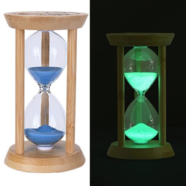 6499005483A-1 Sablier lumineux 10 minutes - phosphorescent sans pile - bleu sablier lumineux bleu