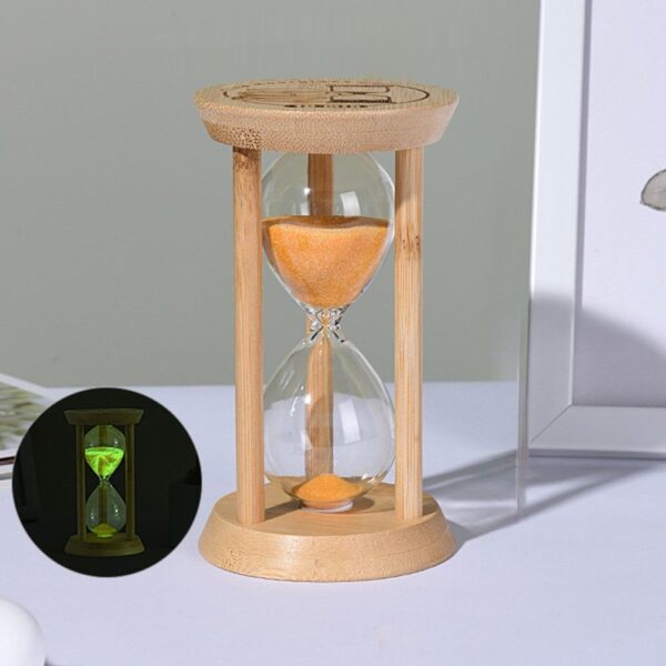 Nouveau projet (11) Sablier lumineux phosphorescent 10 minutes - bambou et verre borosilicate - orange sablier lumineux 10 minutes orange