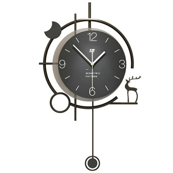 6409001047A-pos1-horloge-murale-bois-et-metal-60x36cm-double-cadran-vue-complete.jpg Horloge murale bois et métal 60x36cm - double cadran décoratif horloge murale bois métal