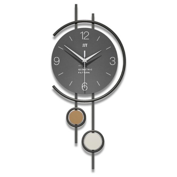 Horloge murale design vertical 80 cm - cadran bois texturé cuir - marron
