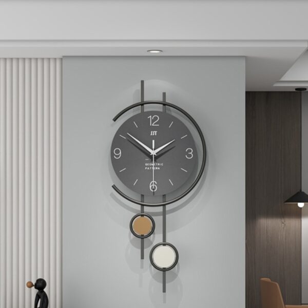 Horloge murale design vertical 80 cm - cadran bois texturé cuir - marron