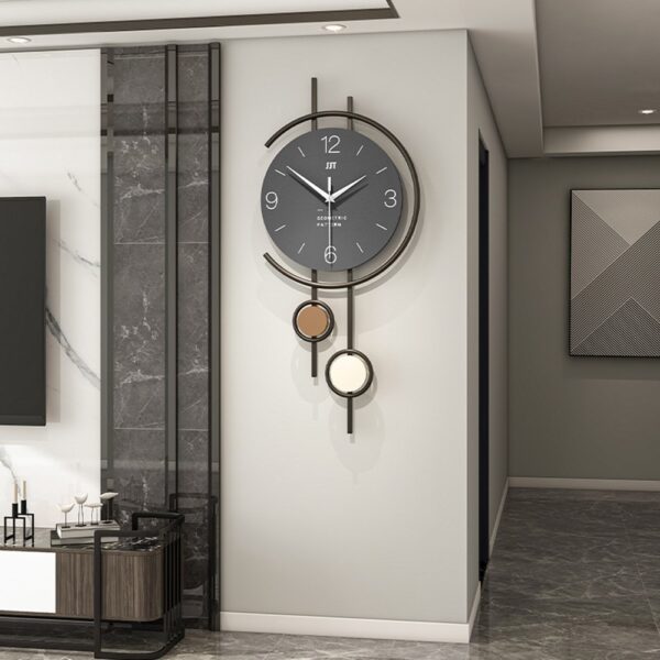 Horloge murale design vertical 80 cm - cadran bois texturé cuir - marron