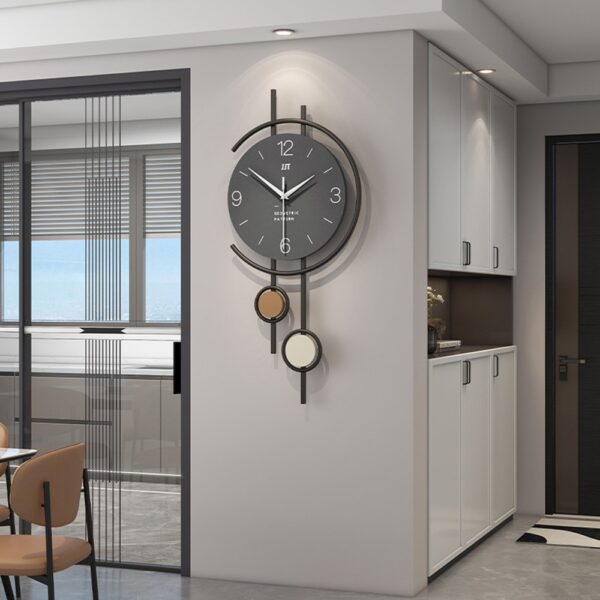 Horloge murale design vertical 80 cm - cadran bois texturé cuir - marron
