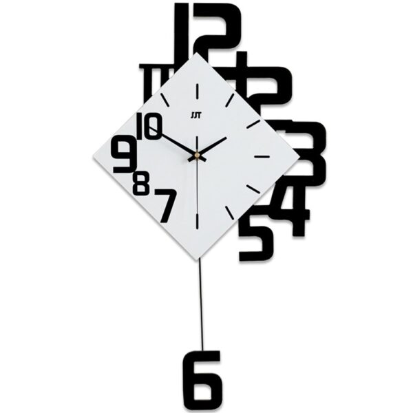 Horloge murale design bois et métal 34x63 cm - mouvement silencieux quartz