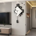 Horloge murale bois et métal 38x69 cm - mouvement quartz silencieux