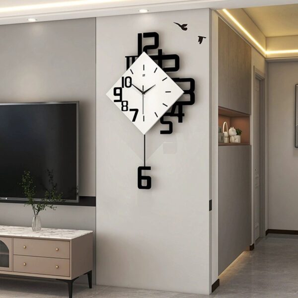 Horloge murale bois et métal 38x69 cm - mouvement quartz silencieux