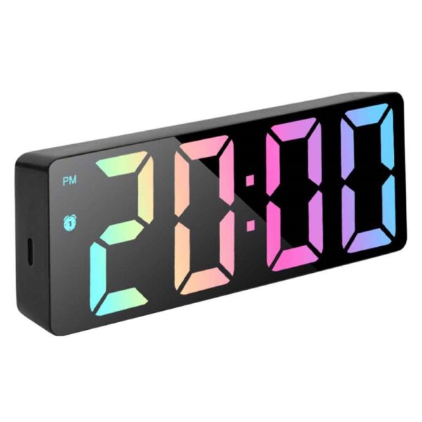 6409001109B-1 Réveil numérique activation vocale - double alimentation pile/secteur - multicolore réveil miroir noir