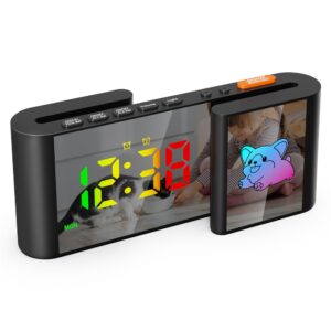 Réveil veilleuse enfant double écran en S - affichage RGB 7 couleurs - noir