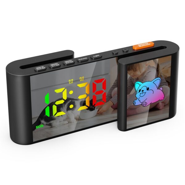 Réveil veilleuse enfant double écran en S - affichage RGB 7 couleurs - noir Réveil veilleuse enfant double écran en S - affichage RGB 7 couleurs - noir