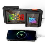 Réveil veilleuse enfant double écran en S - affichage RGB 7 couleurs - noir