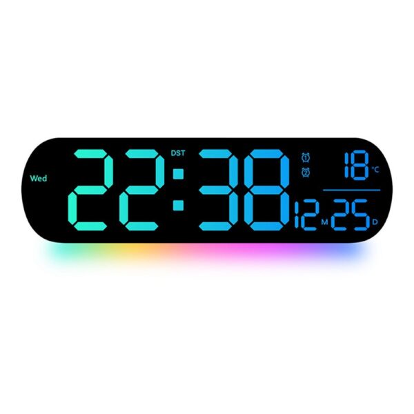 Horloge murale LED multicolore RGB - 11 modes d'affichage gradient - télécommande incluse Horloge murale LED multicolore RGB - 11 modes d'affichage gradient - télécommande incluse