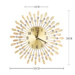 Horloge murale strass diamant 38 cm fer forgé dimensions techniques schéma mesures or
