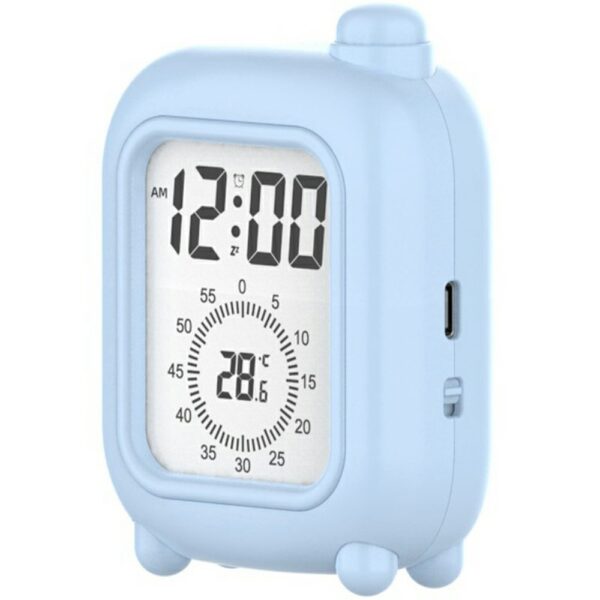 Minuteur format mini valise bleu avec écran 6cm affichant l'heure et la température, rechargeable USB. Minuteur format mini valise bleu avec écran 6cm affichant l'heure et la température, rechargeable USB.