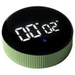 Minuteur rotatif magnétique vert avec écran LED miroir noir affichant le temps