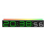 Réveil numérique LED avec affichage de l'heure et des jours de la semaine, écran vert sur fond noir.